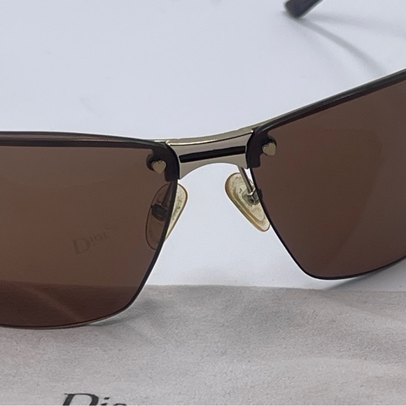 AUTH DIOR CHARM1 vintage sheer Y2K sunglasses rimless brown - Picture 8 of 12